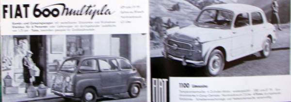 Fiat Modellprogramm 1954 "Ein Programm für alle Wünsche" Automobilprospekt (2250)